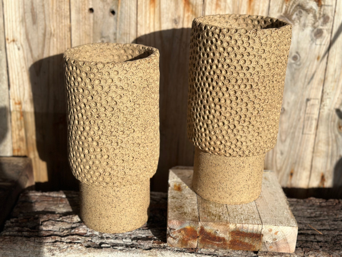 Cylindrical Stoneware Vessels – Set of 2